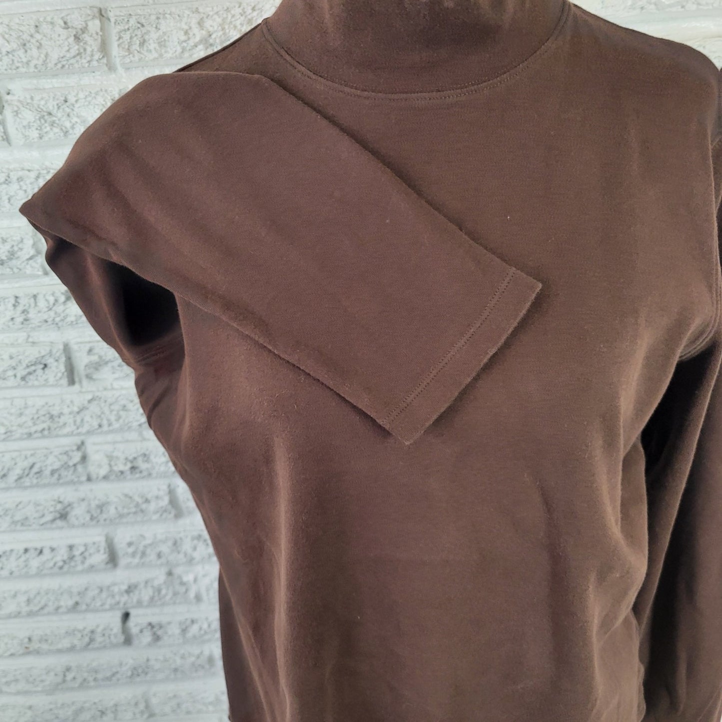 St. Johns Bay Women's XL Brown Turtleneck Top 100% Cotton Long Sleeve BRO11E