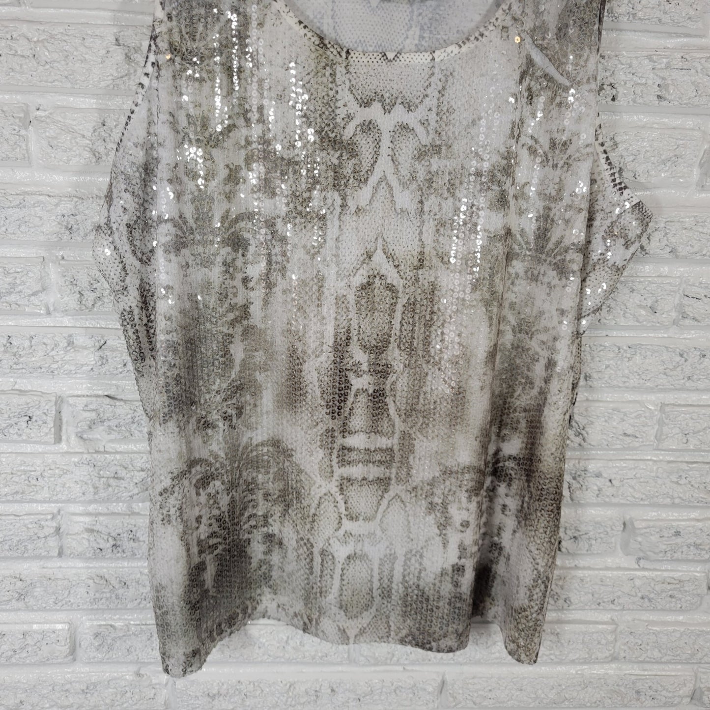 Chicos Womens Top 4 Standard XXL Plus Tank Animal Print Comfy Sequins Polyester