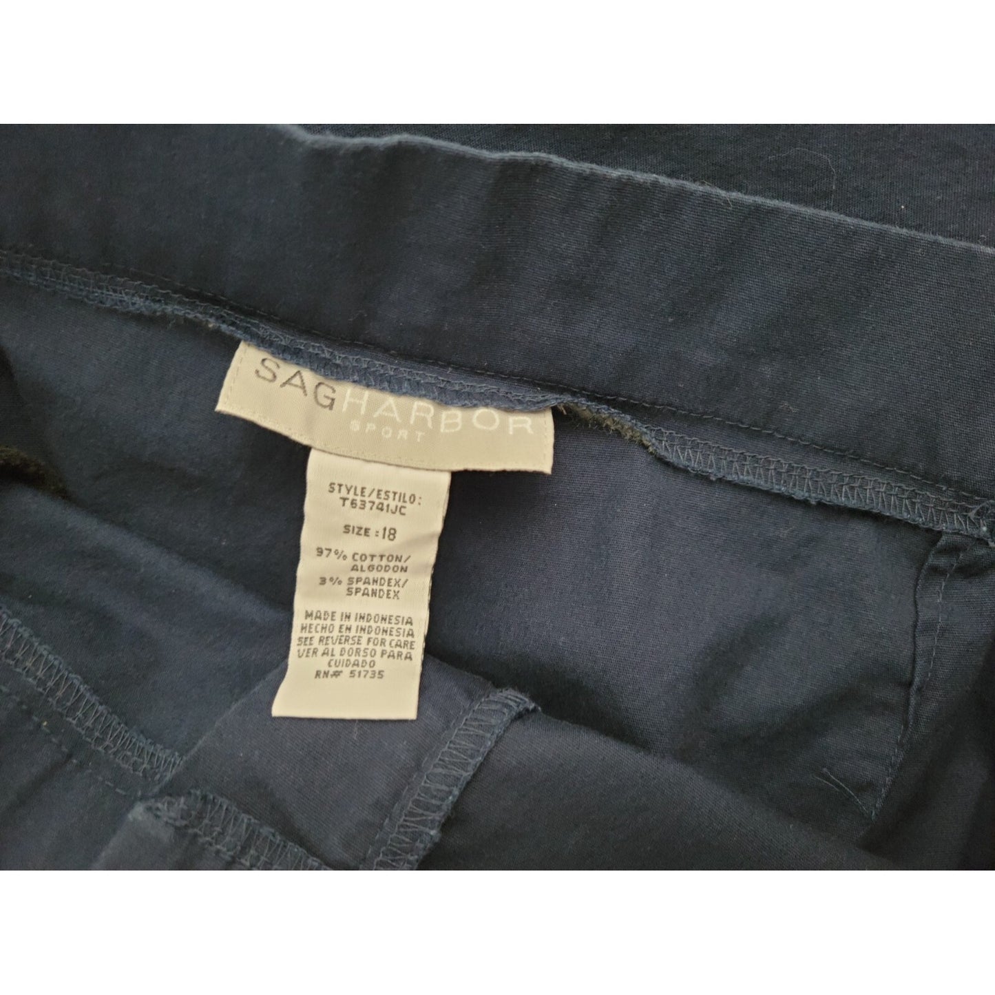 Sag Harbor Sport Women Pants 18 Plus Capri Blue Elastic Waist Casual Pockets Zip