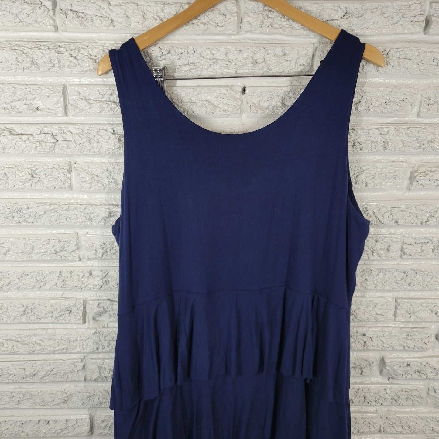 Style Co Women Dress 2X Plus Tank Fit Flare Ruffle Blue Rayon Blend Casual Comfy