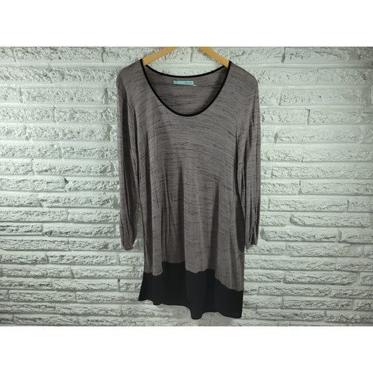 Maurices Womens Top Extra Large XL Tunic Ruched Sleeve Sheer Gray Heather Comfy