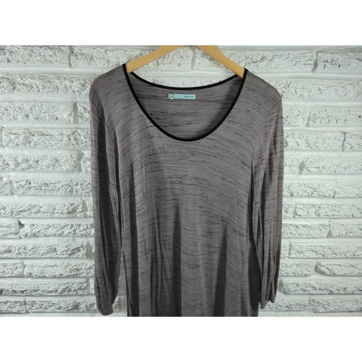 Maurices Womens Top Extra Large XL Tunic Ruched Sleeve Sheer Gray Heather Comfy