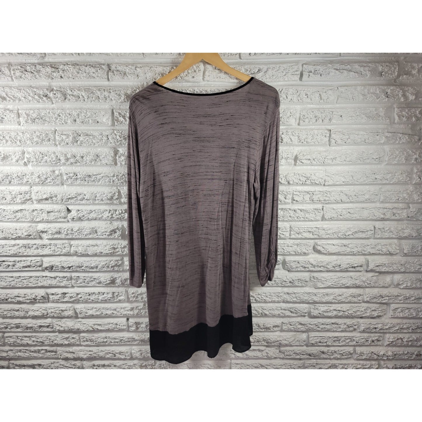 Maurices Womens Top Extra Large XL Tunic Ruched Sleeve Sheer Gray Heather Comfy