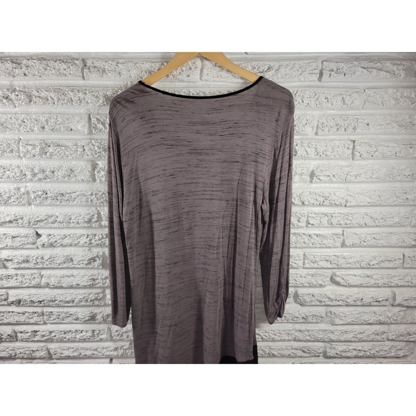 Maurices Womens Top Extra Large XL Tunic Ruched Sleeve Sheer Gray Heather Comfy