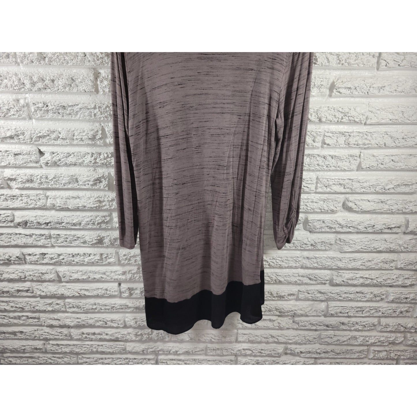 Maurices Womens Top Extra Large XL Tunic Ruched Sleeve Sheer Gray Heather Comfy