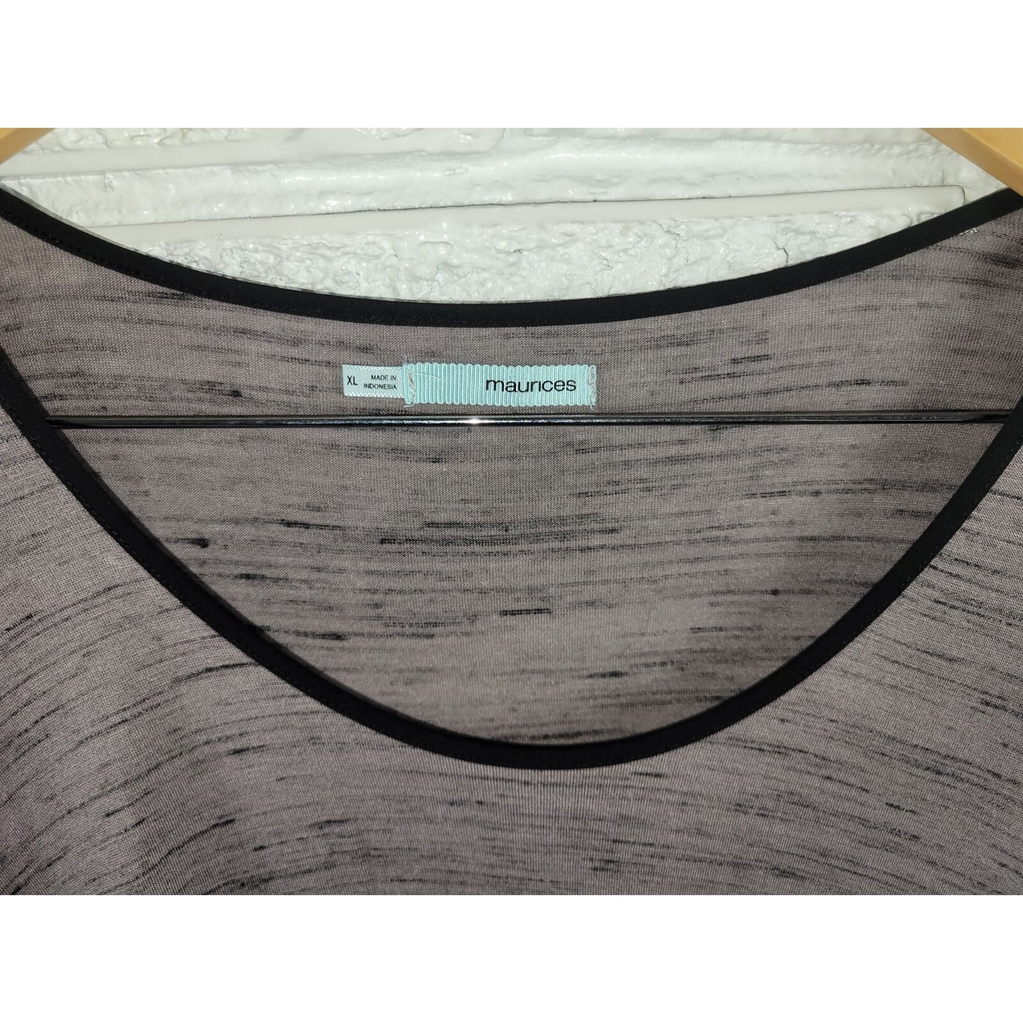 Maurices Womens Top Extra Large XL Tunic Ruched Sleeve Sheer Gray Heather Comfy