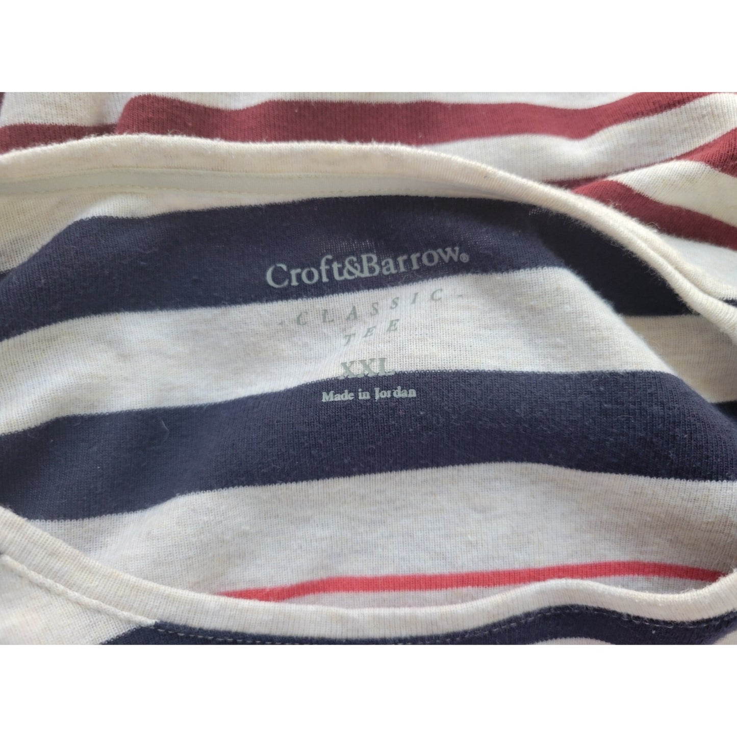 Croft Barrow Womens Top XXL Plus Tee Classic Brown Stripe Casual Long Sleeve