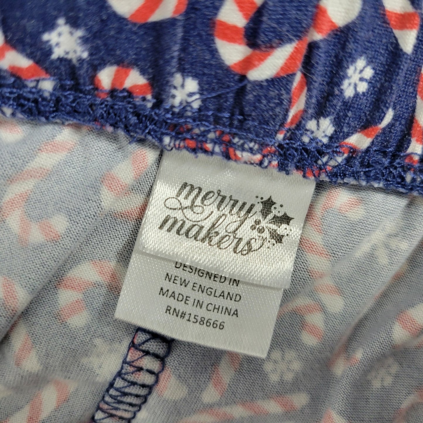 Christmas Womens Pajama Pants XL Pull On Blue Red Candy Canes Holiday Drawstring