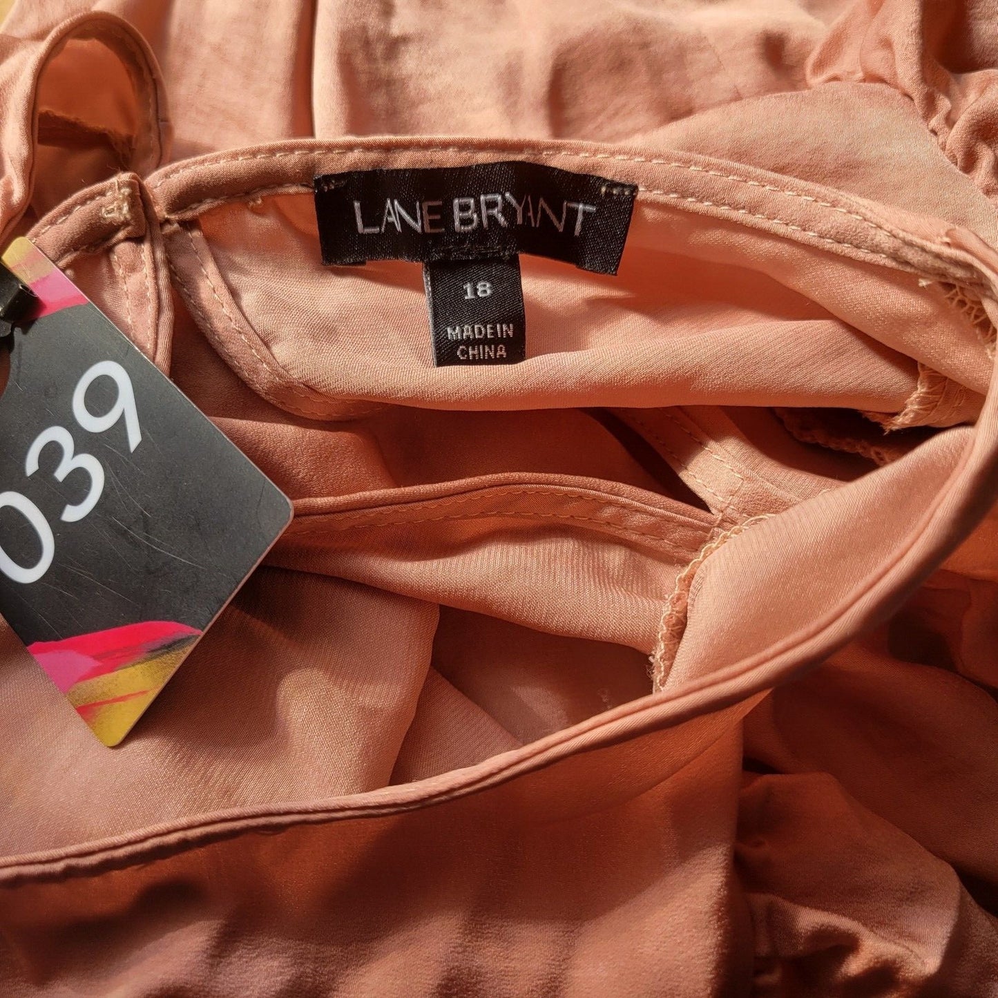 Lane Bryant Womens 18 Long Sleeve Light Brown Keyhole Back Lightweight  Ruffle