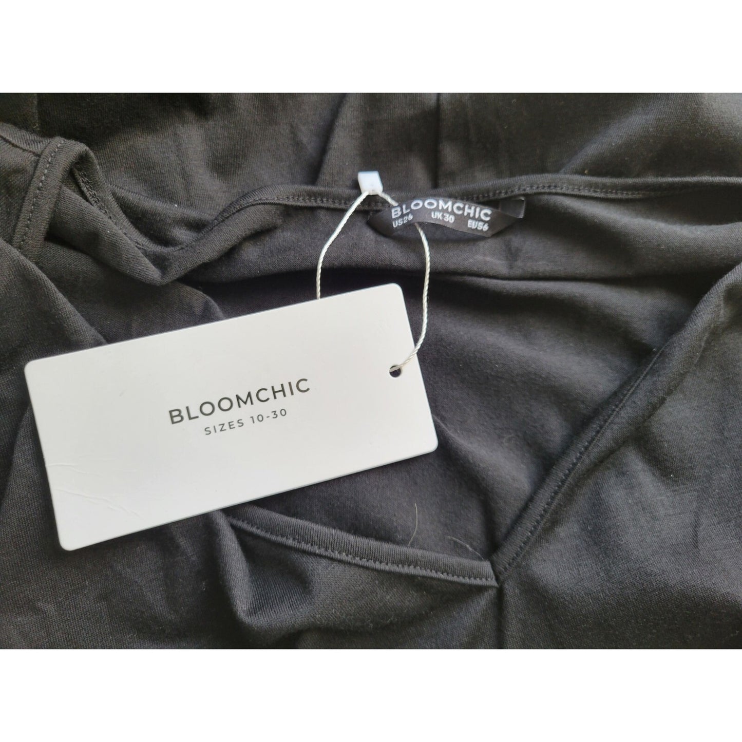 Bloomchic Womens Top 26 Plus Short Sleeve Black Lace Hem Stretchy Career Casual