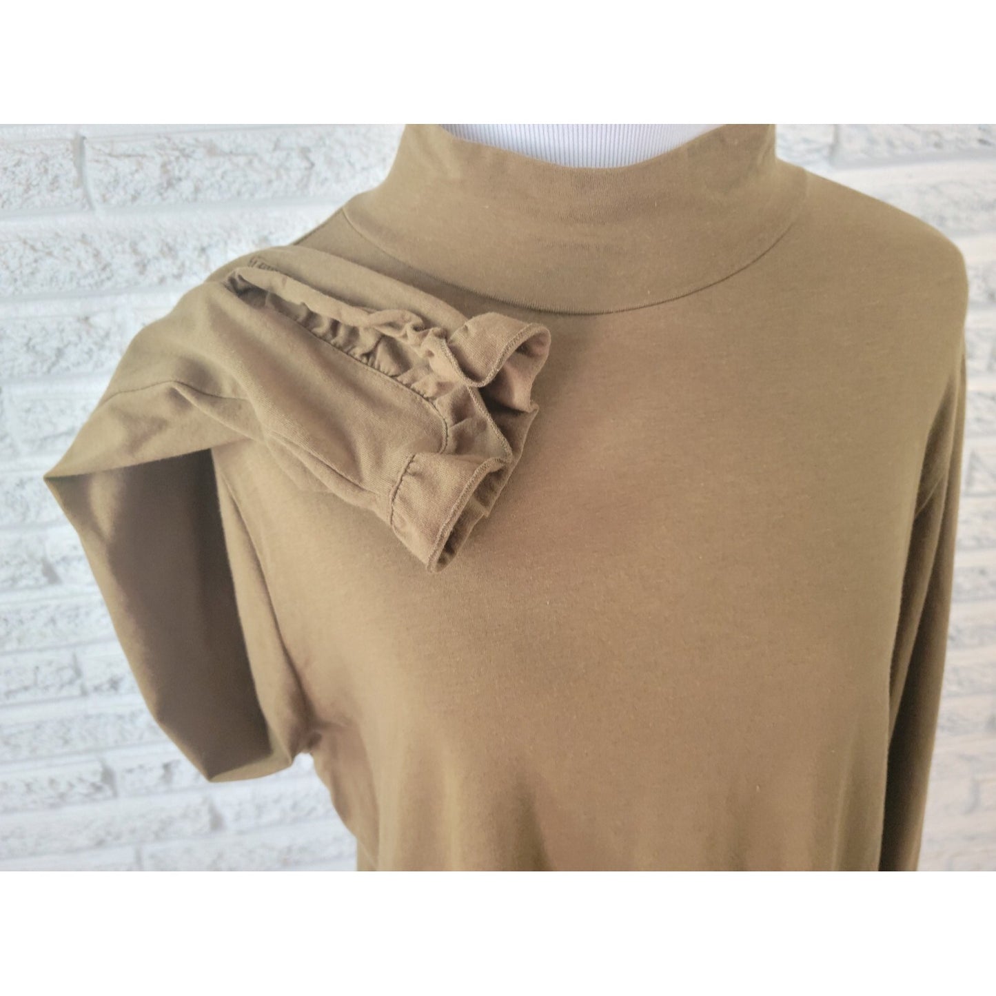 Isaac Mizrahi Live QVC Womens Top Extra Large XL Green Long Sleeve Ruffle Career