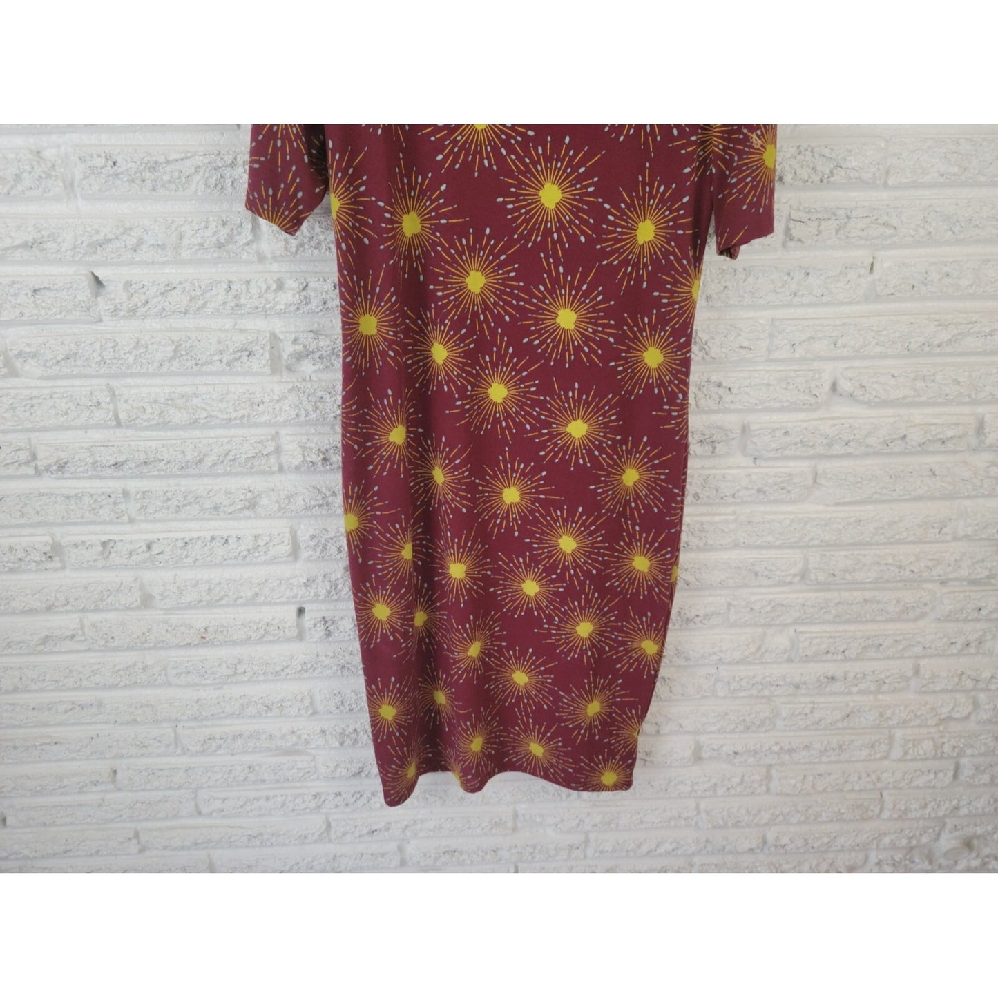 Lularoe Womens Dress Extra Large Short Sleeve Burgundy Casual Pullover Sun