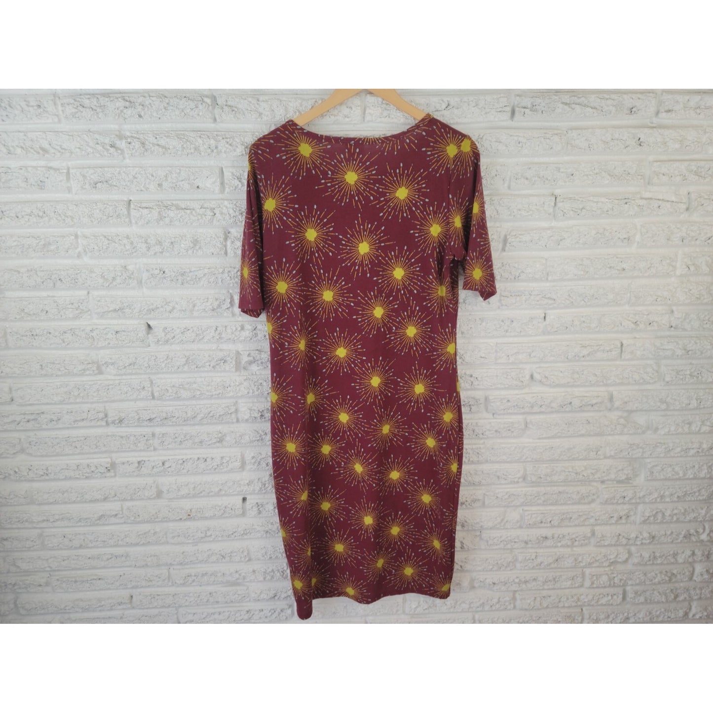 Lularoe Womens Dress Extra Large Short Sleeve Burgundy Casual Pullover Sun