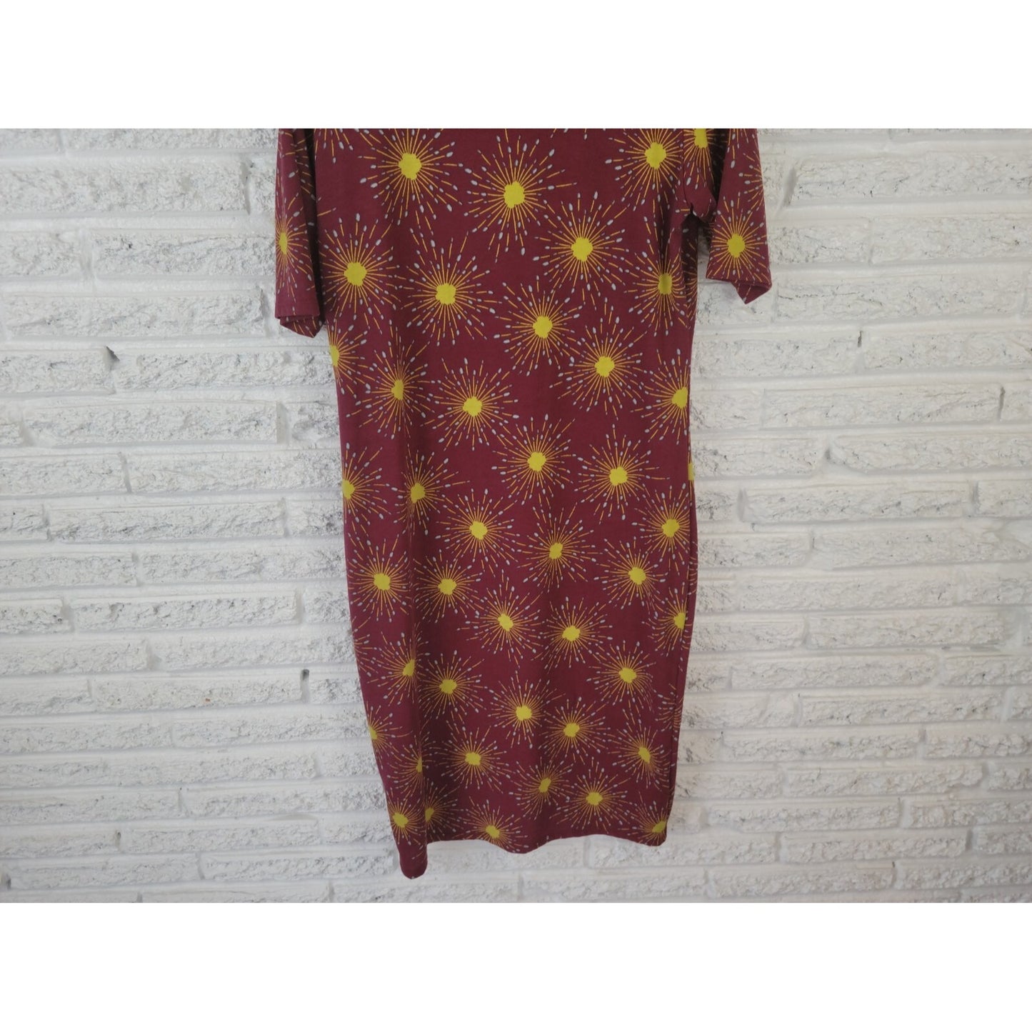 Lularoe Womens Dress Extra Large Short Sleeve Burgundy Casual Pullover Sun