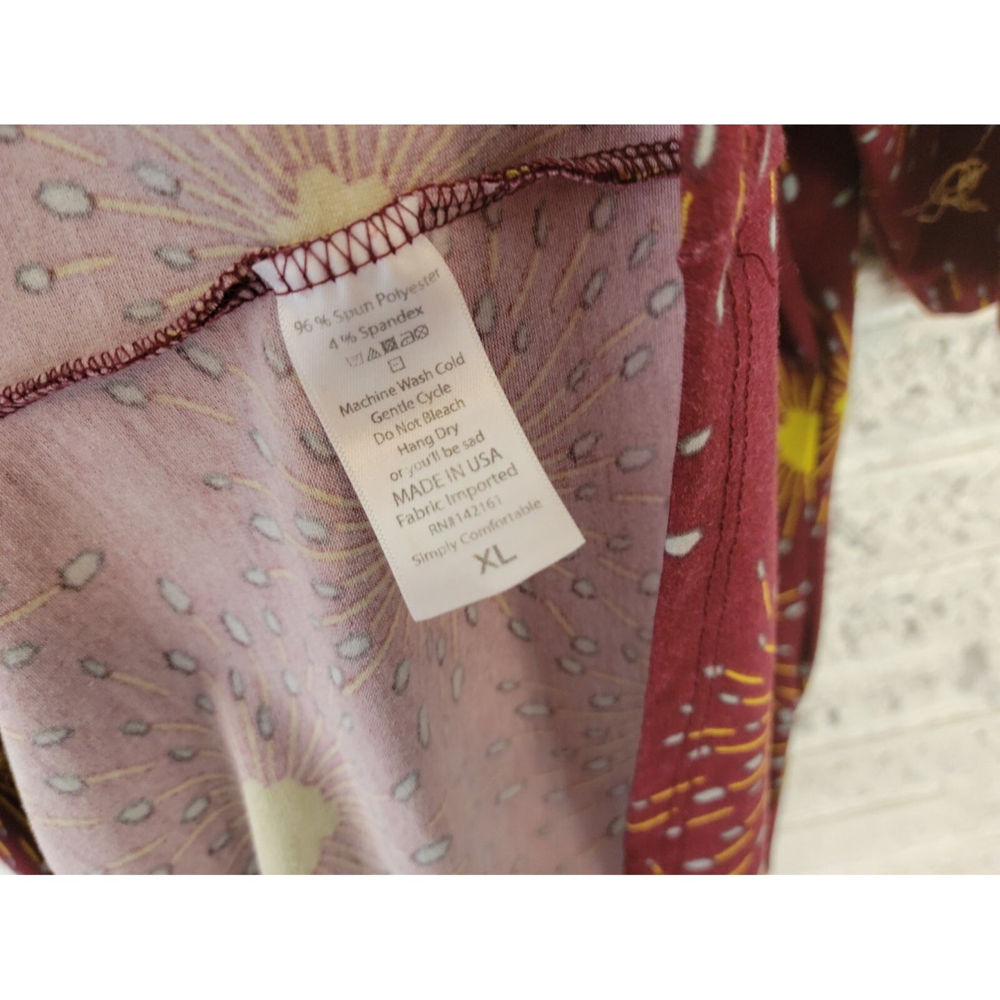 Lularoe Womens Dress Extra Large Short Sleeve Burgundy Casual Pullover Sun