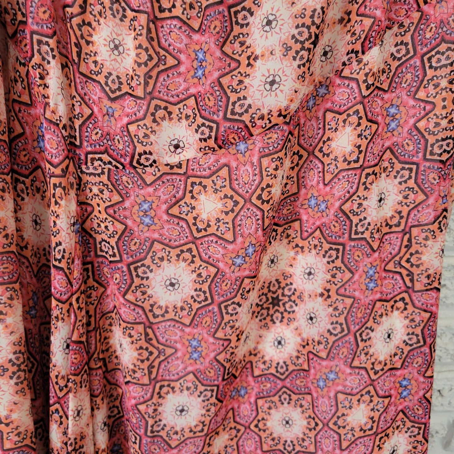 Vince Camuto 3X Plus Size A-Line Midi Skirt Pink Orange Geometric Elastic Waist