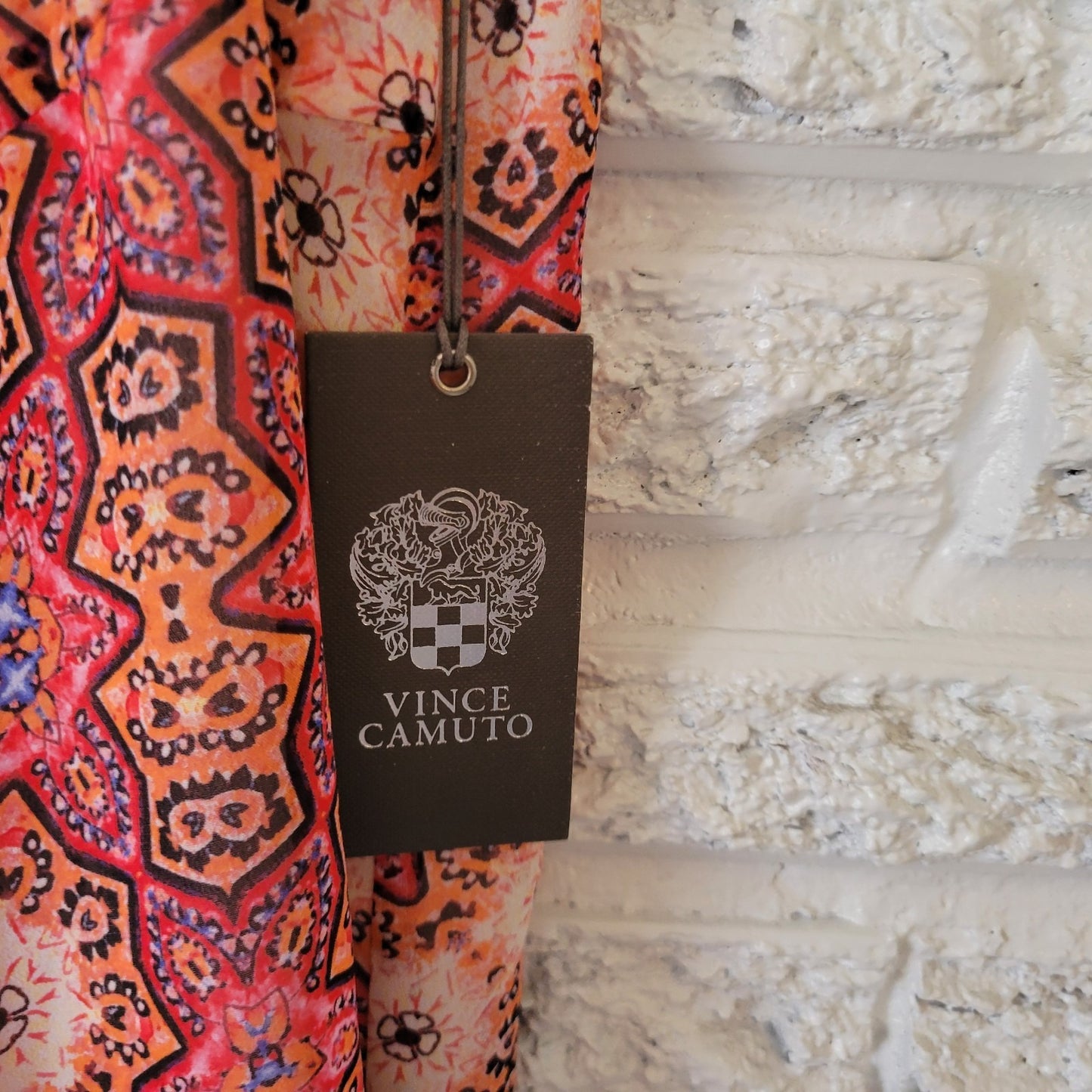 Vince Camuto 3X Plus Size A-Line Midi Skirt Pink Orange Geometric Elastic Waist