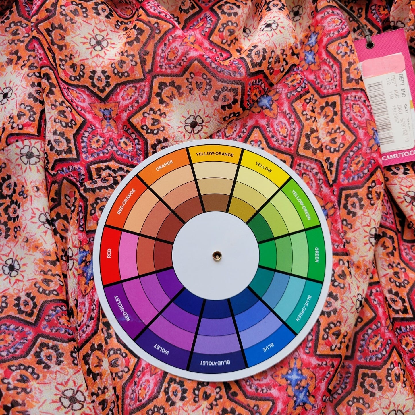 Vince Camuto 3X Plus Size A-Line Midi Skirt Pink Orange Geometric Elastic Waist