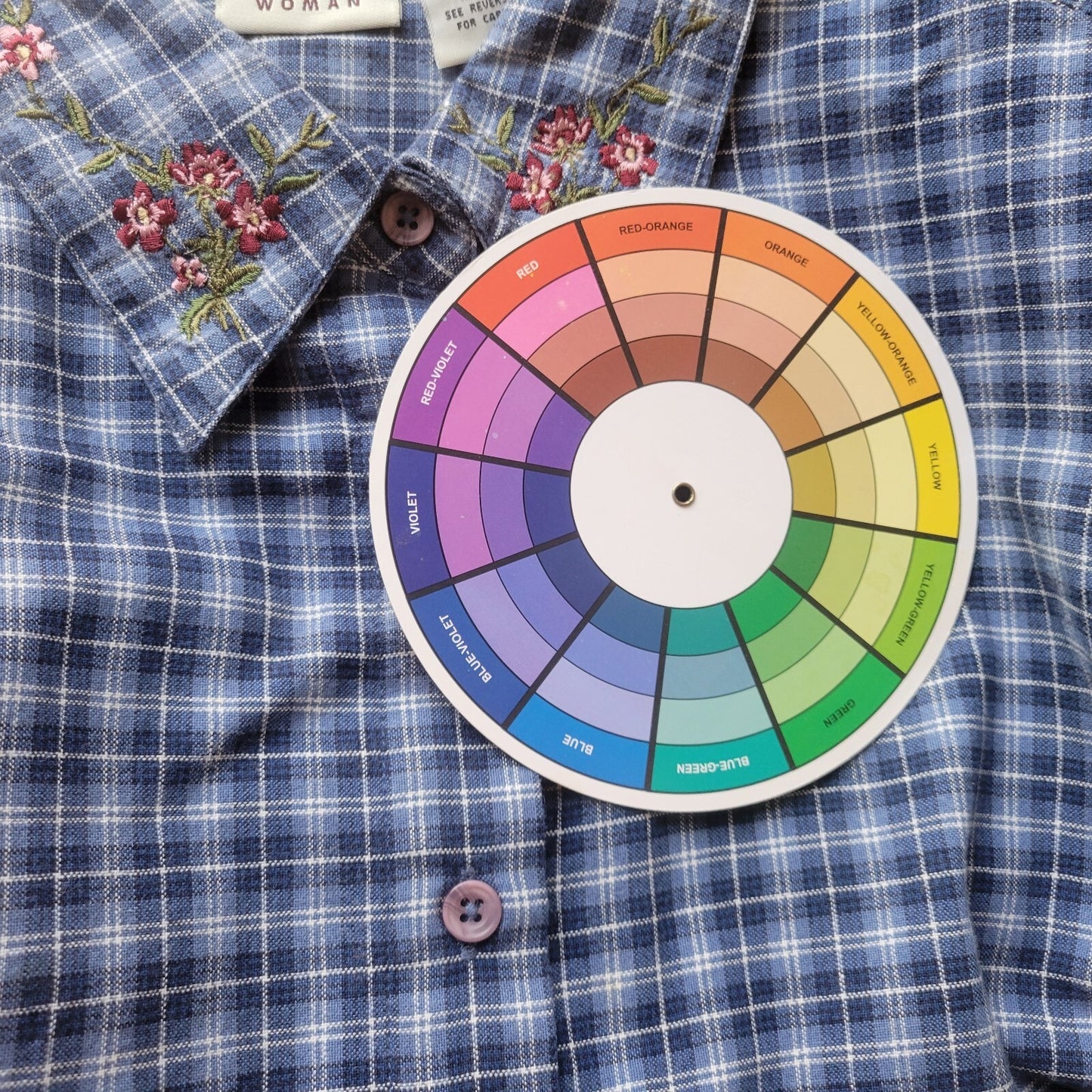 Classic Elements Womens Top 18W Plus Short Sleeve Blue Plaid Lightweight Cotton