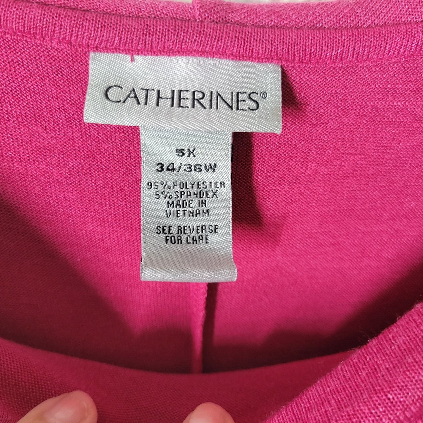 Catherines Womens Top 5X Plus Tunic 3/4 Sleeve Pink Cowl Neck Poly Blend Comfy