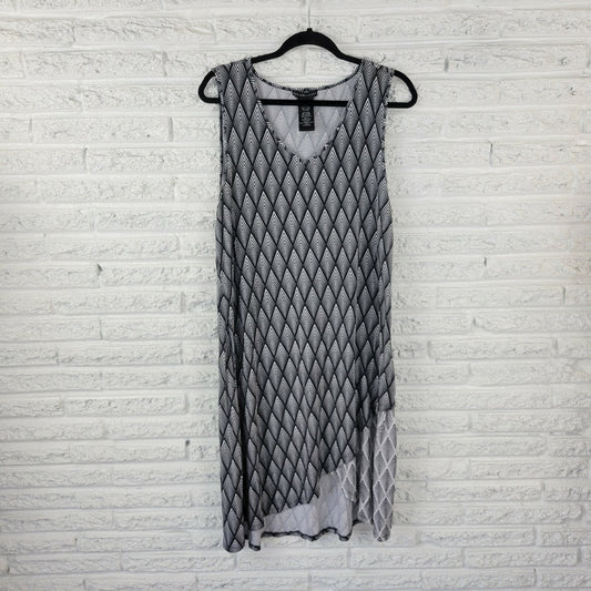 Design History Women's XXL Plus Size Shift Dress Black Geometric Layered