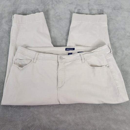 Bandolino Mandie Womens Jeans 22W Plus Capri Beige Denim Zip Fly Cotton Blend