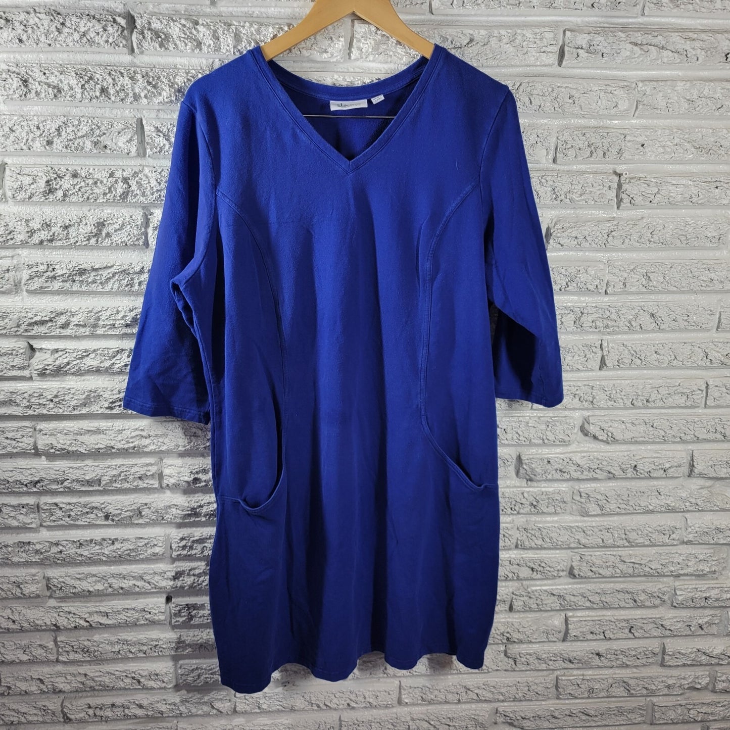 Denim Co Womens Dress Extra Large Mini Sweatshirt Coverup Pockets Blue Comfy