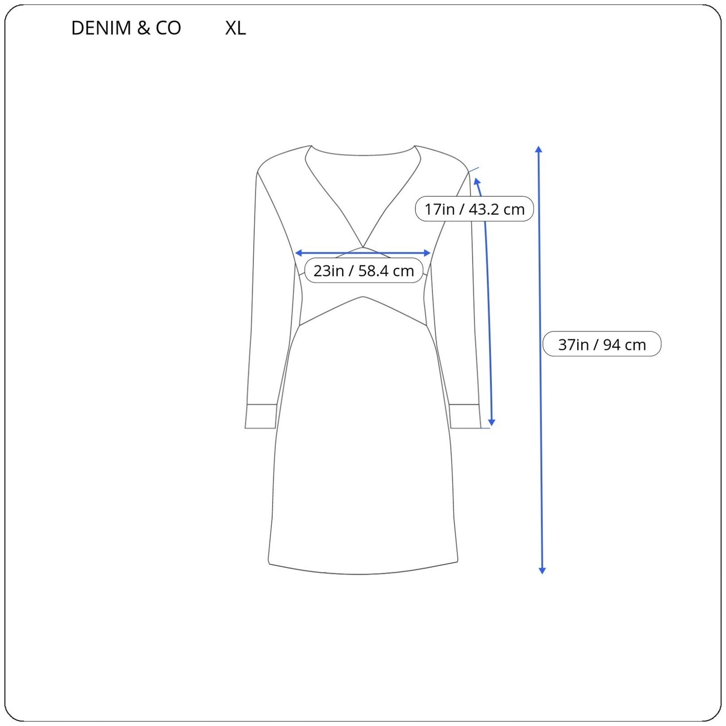 Denim Co Womens Dress Extra Large Mini Sweatshirt Coverup Pockets Blue Comfy