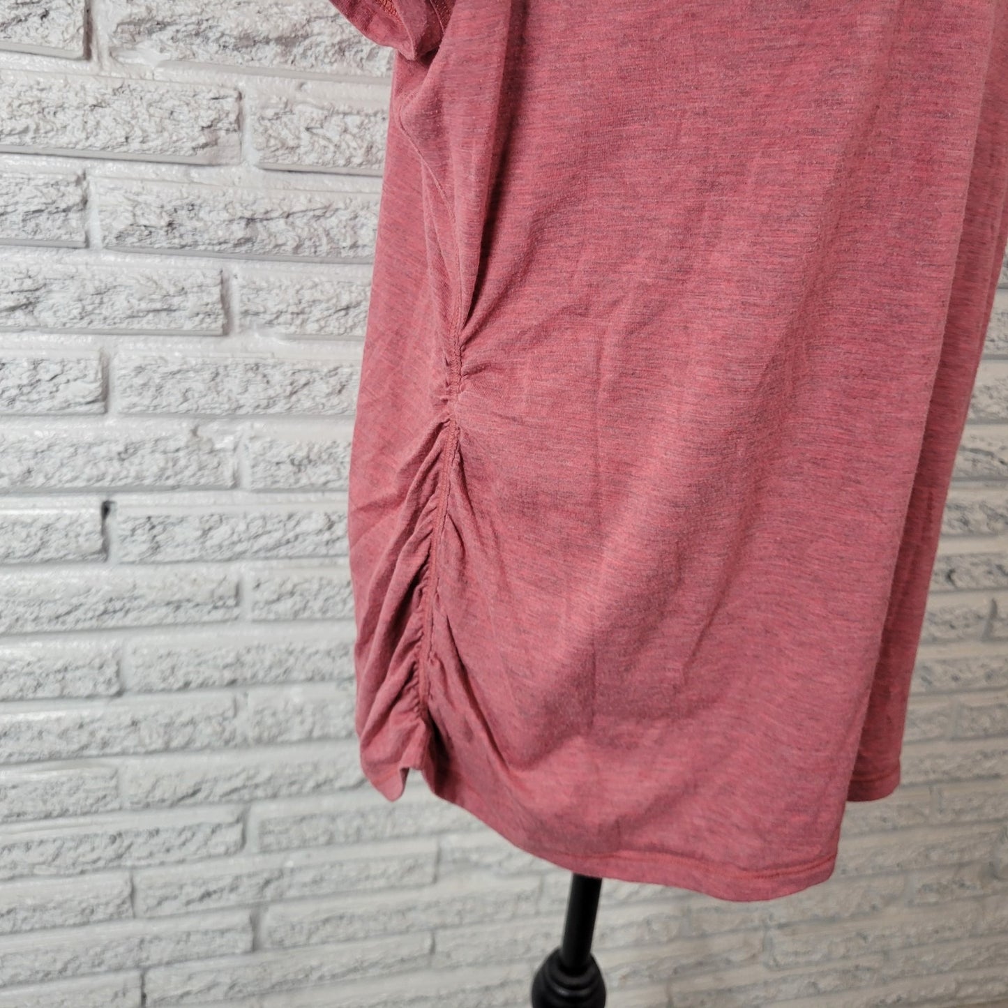 Athletic Works Womens Top XXL 20 Plus Tee Pink Heather Ruched Casual Lightweight