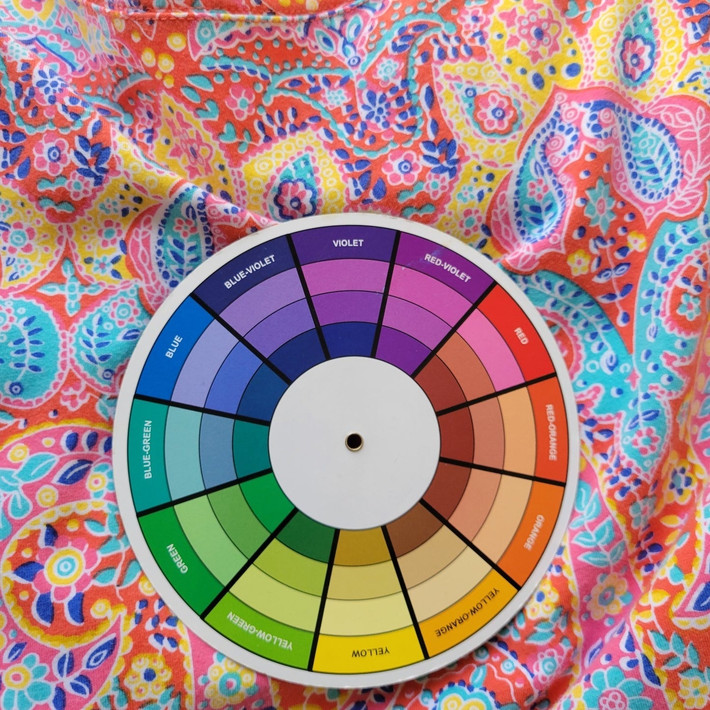 Talbots Womens Top Extra Large XL 3/4 Sleeve Orange Blue Paisley Comfy Casual